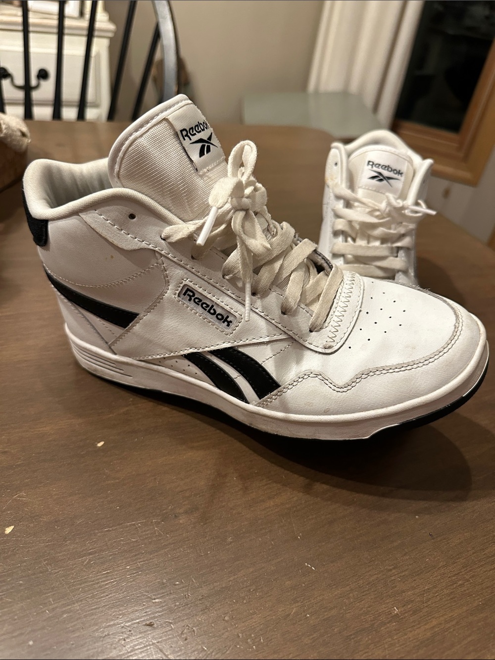 Reebok White and Black High-Top Leather Sneakers - Picture 2 of 4